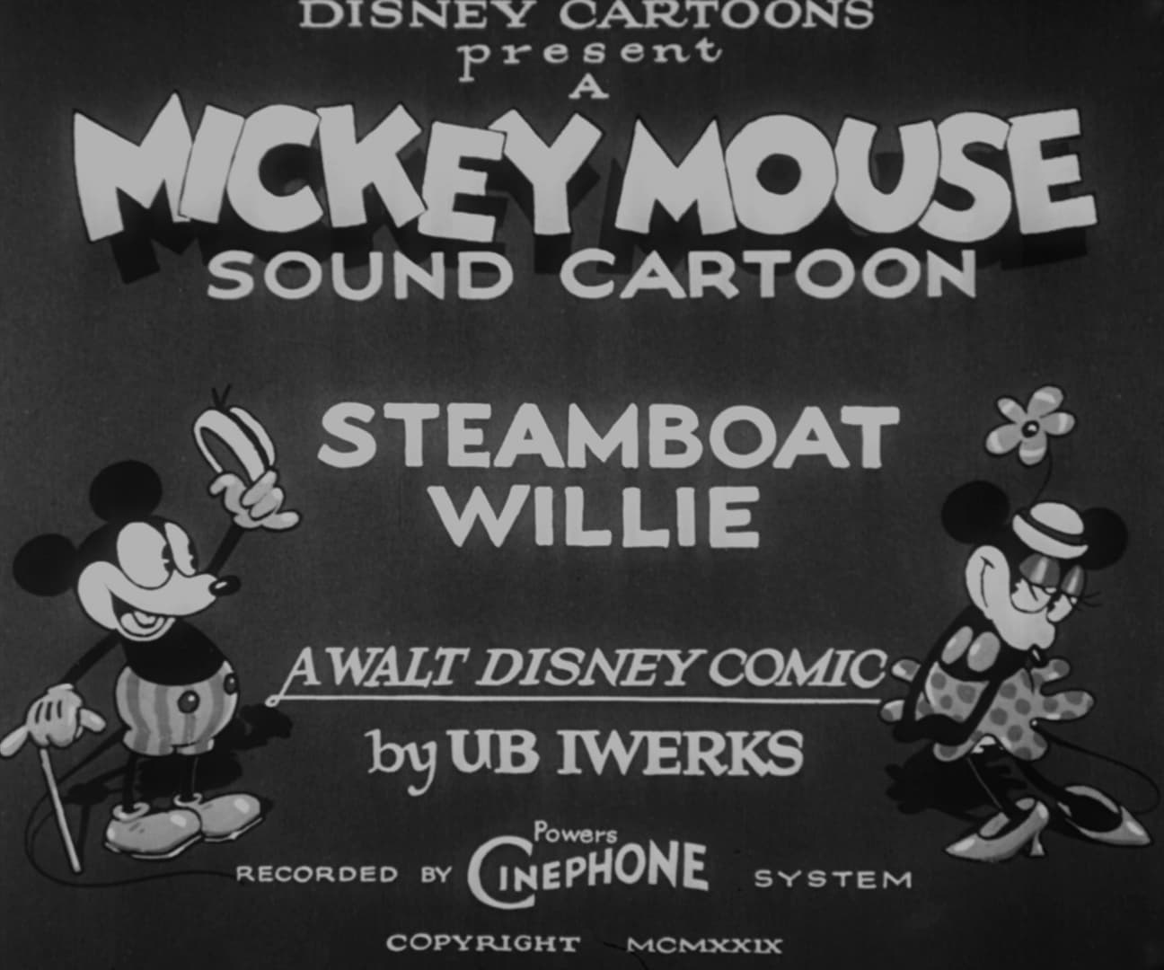 Title card for the 1928 Mickey Mouse cartoon Steamboat Willie