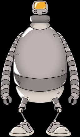 Norm the robot Townie with an orange screen face