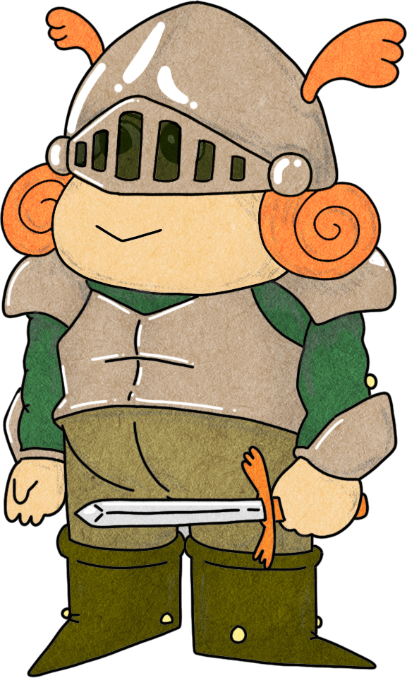 Claus the Townie knight standing with a sword